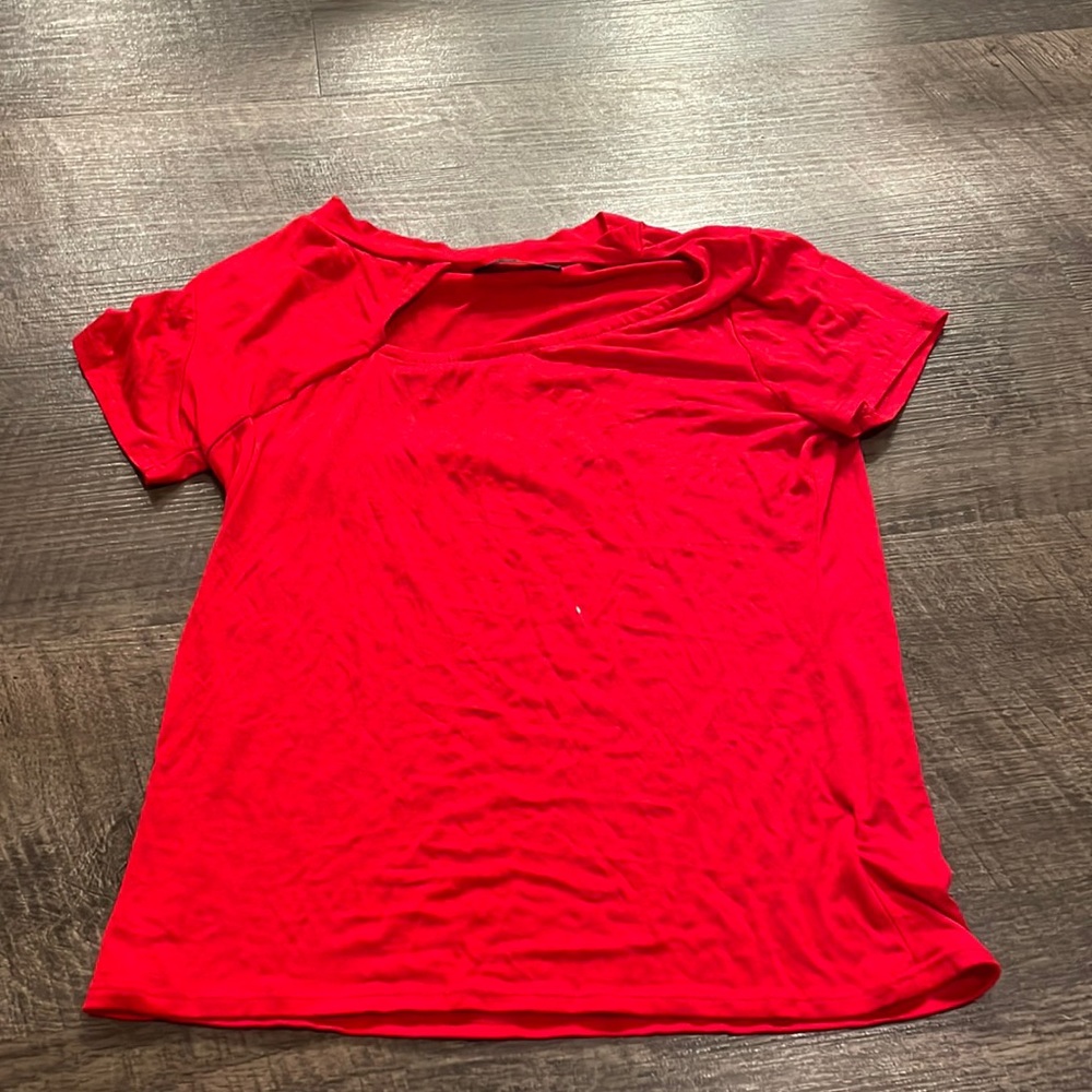 cute red shirt with cut out